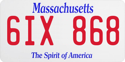 MA license plate 6IX868