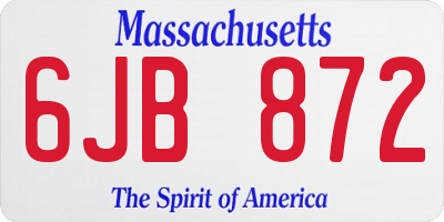MA license plate 6JB872