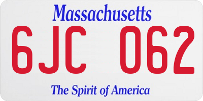 MA license plate 6JC062