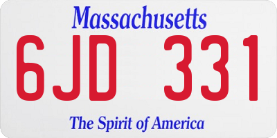 MA license plate 6JD331