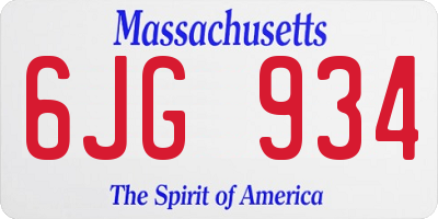 MA license plate 6JG934