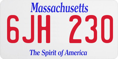 MA license plate 6JH230