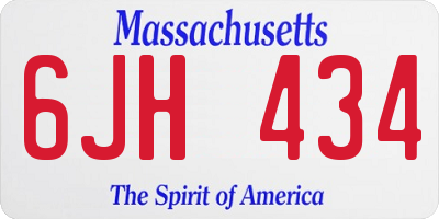 MA license plate 6JH434
