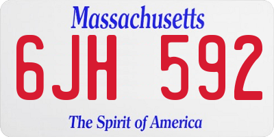 MA license plate 6JH592