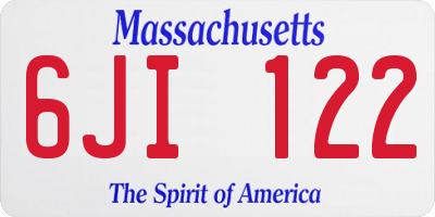 MA license plate 6JI122