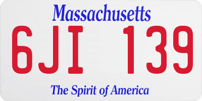 MA license plate 6JI139