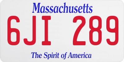 MA license plate 6JI289