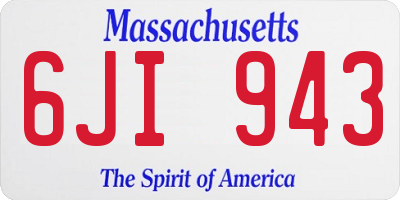 MA license plate 6JI943