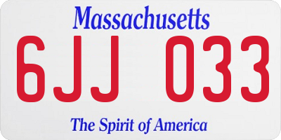 MA license plate 6JJ033