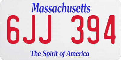 MA license plate 6JJ394