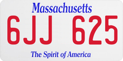 MA license plate 6JJ625