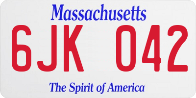MA license plate 6JK042