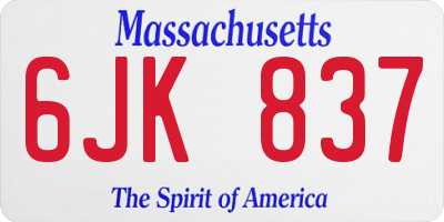MA license plate 6JK837