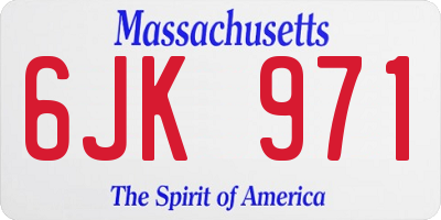 MA license plate 6JK971