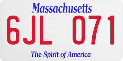 MA license plate 6JL071