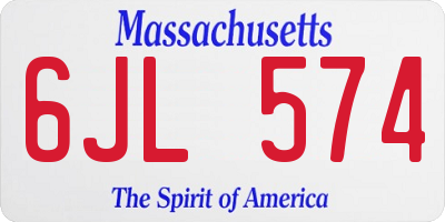 MA license plate 6JL574