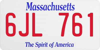 MA license plate 6JL761
