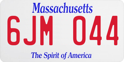 MA license plate 6JM044