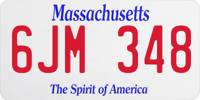 MA license plate 6JM348