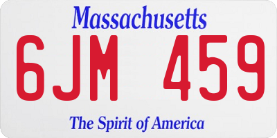 MA license plate 6JM459