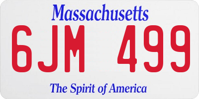 MA license plate 6JM499