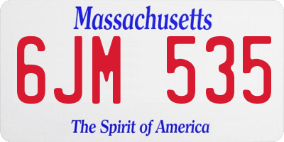 MA license plate 6JM535
