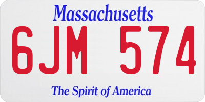 MA license plate 6JM574