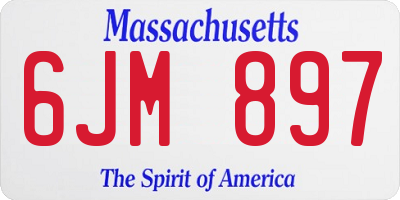 MA license plate 6JM897