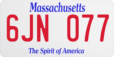 MA license plate 6JN077
