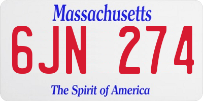 MA license plate 6JN274