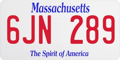 MA license plate 6JN289