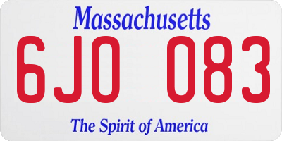 MA license plate 6JO083