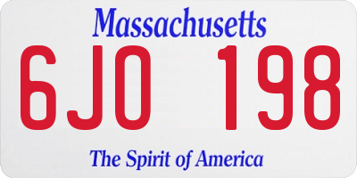 MA license plate 6JO198