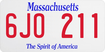 MA license plate 6JO211