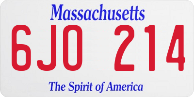 MA license plate 6JO214