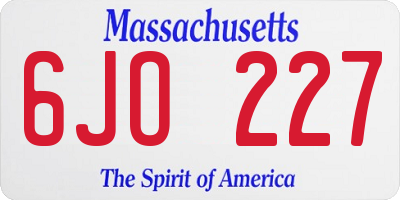 MA license plate 6JO227
