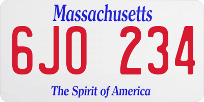 MA license plate 6JO234