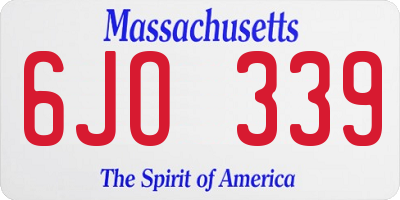 MA license plate 6JO339
