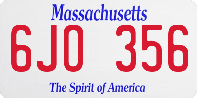 MA license plate 6JO356