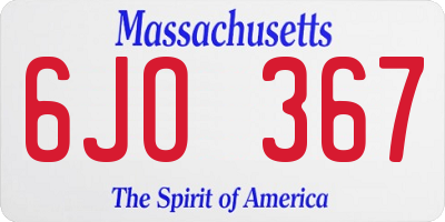 MA license plate 6JO367