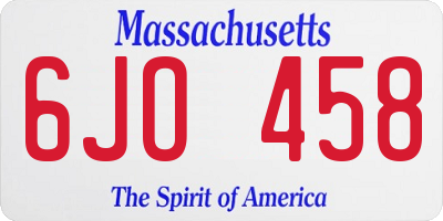 MA license plate 6JO458
