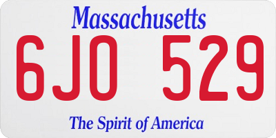 MA license plate 6JO529