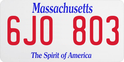 MA license plate 6JO803