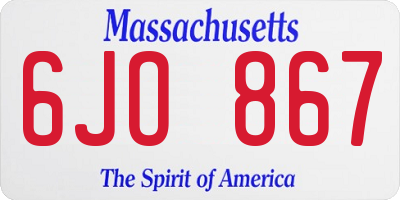 MA license plate 6JO867