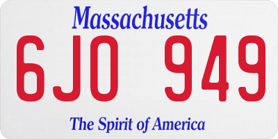 MA license plate 6JO949