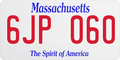 MA license plate 6JP060
