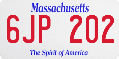 MA license plate 6JP202