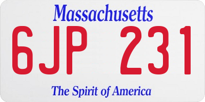 MA license plate 6JP231