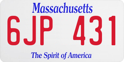 MA license plate 6JP431