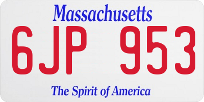 MA license plate 6JP953